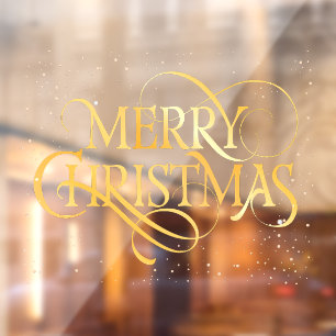 Gold typography Merry Christmas Window Cling
