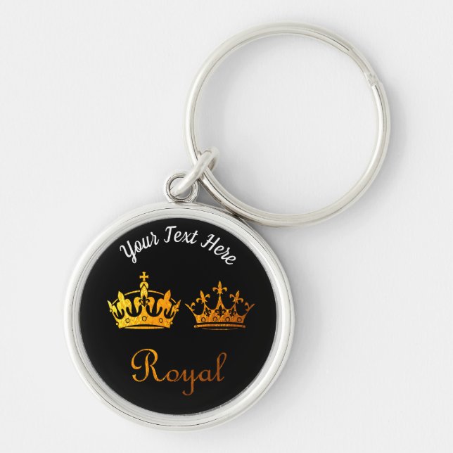 Gold Typography: Royal Crowns Keychain (Front)