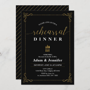 Gold Typography Wedding Rehearsal Dinner Card