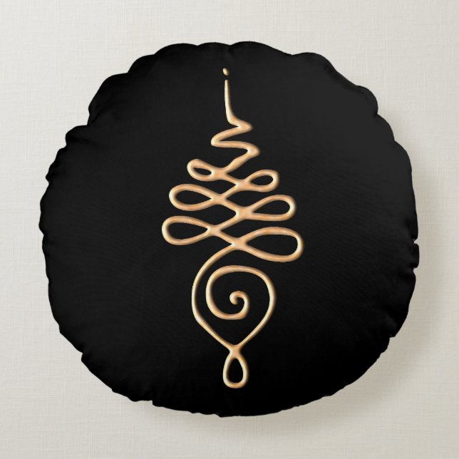 Gold Unalome  Round Pillow (Front)