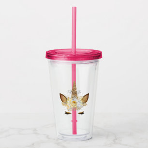 Gold Unicorn Acrylic Tumbler