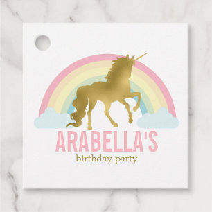 Gold Unicorn Girls Birthday Party Favour Tags