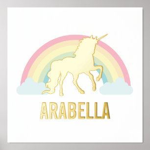 Gold Unicorn Personalized Name Foil Prints