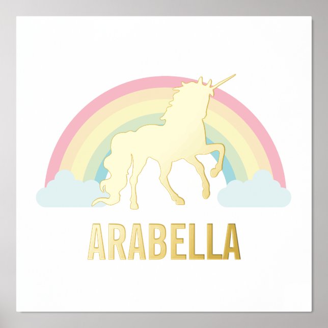Gold Unicorn Personalized Name Foil Prints (Front)