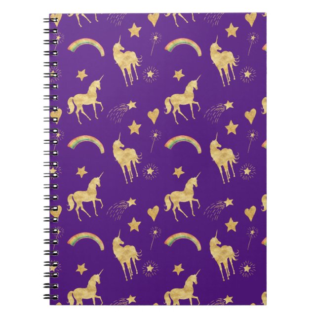 Gold Unicorns and Rainbows Notebook (Front)