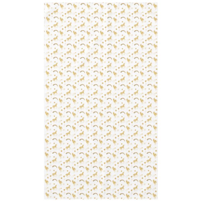 Gold Unicorns Rainbow Stars Tablecloth (Front)