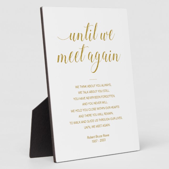 Gold Until We Meet Again Memorial Poem with Name Plaque (Side)