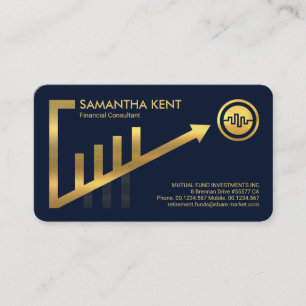 Gold Upwards Trend Share Graph Frame Business Card