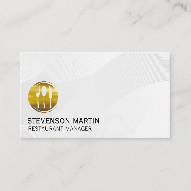 Gold Utensils Logo | Culinary | Restaurant Business Card (Front)