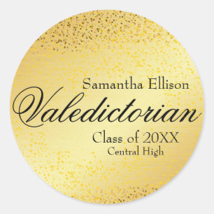 Gold Valedictorian Personalized Gold Sticker