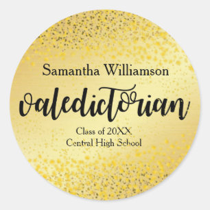 Gold Valedictorian Personalized Gold Sticker