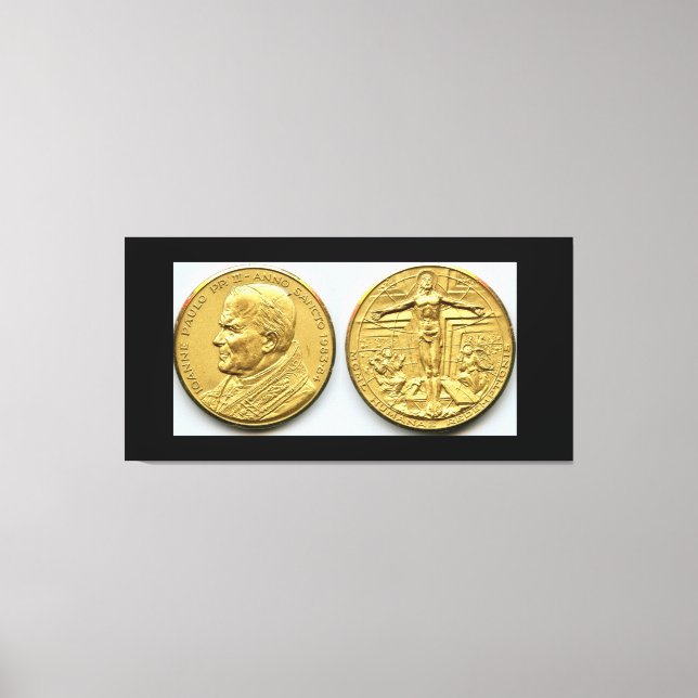GOLD VATICAN COINS WITH POPE JOHN PAAUL ii Canvas Print (Front)