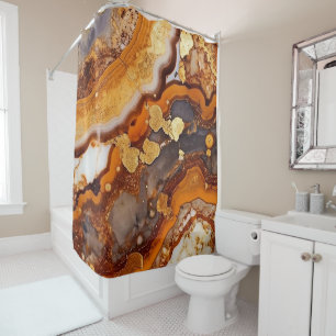 Gold Vein Agate Shower Curtain