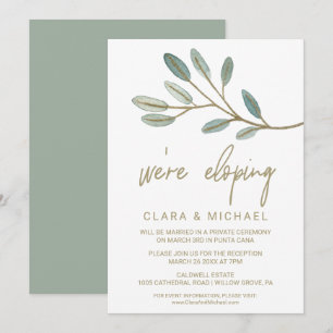 Gold Veined Eucalyptus Elopement Reception Invitation