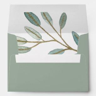 Gold Veined Eucalyptus Wedding Invitation Envelopes