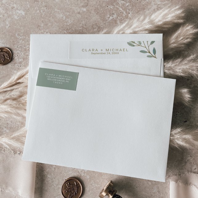 Gold Veined Eucalyptus Wedding Wrap Around Label (Creator Uploaded)