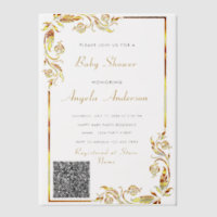Gold Vellum QR Code Baby shower Invitation Exemple