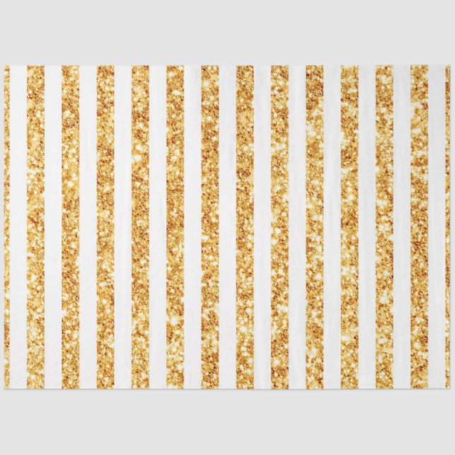 Gold Vertical Glitter Boho Stripes Collection Tissue Paper (Front)