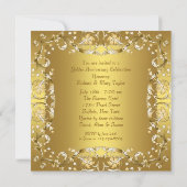 Gold Victorian Flowers Gold 50th Anniversary Invitation (Back)