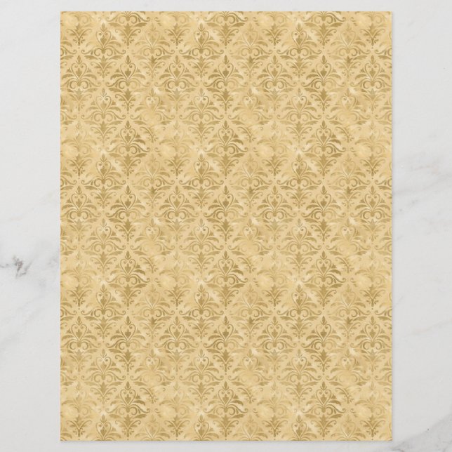 Gold Victorian Style Damask Scrapbook Paper (Front)