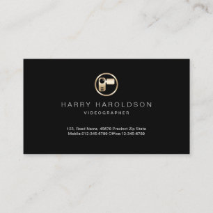 Gold Video Camera Icon Videographer Business Card