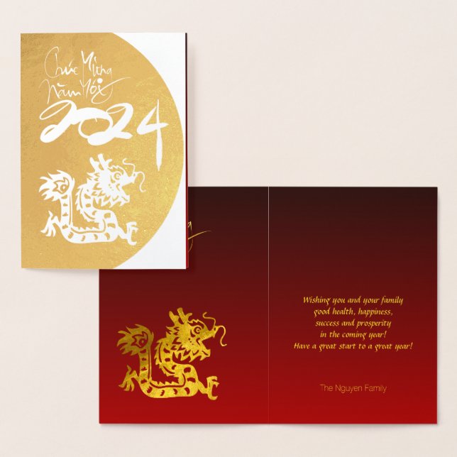 Gold Vietnamese Dragon New Year 2024 RFC Foil Card (Display)