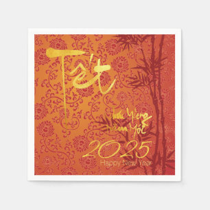 Gold Vietnamese Têt custom Year decorated  PN Napkin