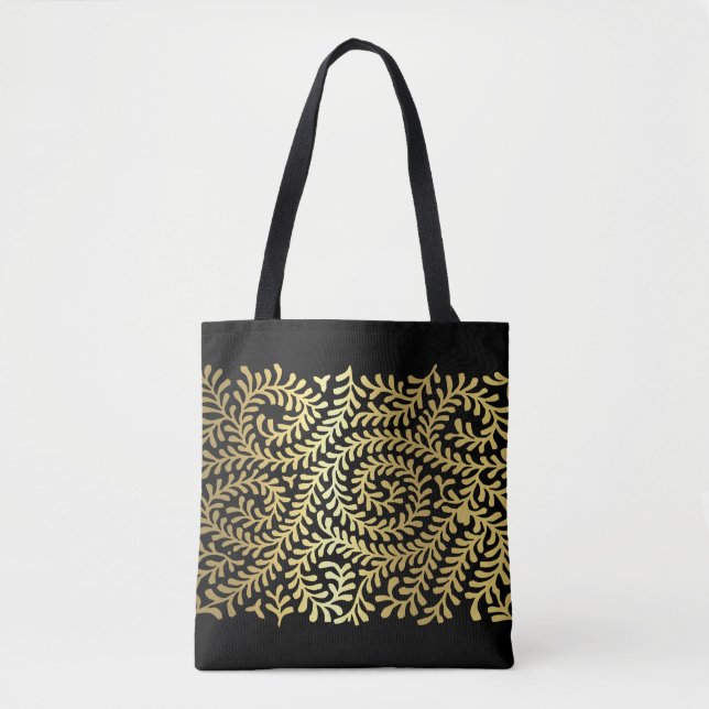 Gold Vine Pattern over Any Colour Tote Bag (Front)