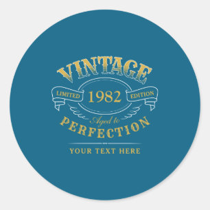 Gold Vintage Aged To Perfection Funny Birthday Classic Round Sticker