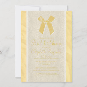 Gold Vintage Bow & Linen Bridal Shower Invitations