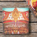 Gold Vintage Carousel Face Spread the Sparkle Stone Coaster<br><div class="desc">“Spread the sparkle”. You can almost feel the oom-pa-pa music, crashing symbols, and the up & down and round & round movement of the merry-go-round whenever you relax with your favourite beverage while using this gold and red carousel close-up face medallion photo stone coaster. Makes a great gift for someone...</div>