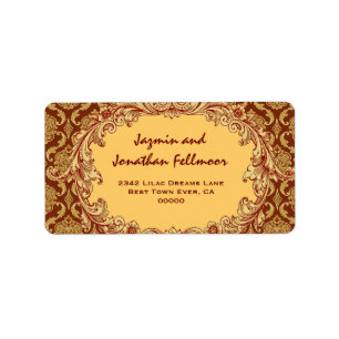 Gold Vintage Curlicue Damask S455 Label