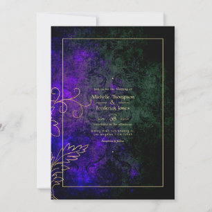 Gold Vintage Damask Wedding Invitation