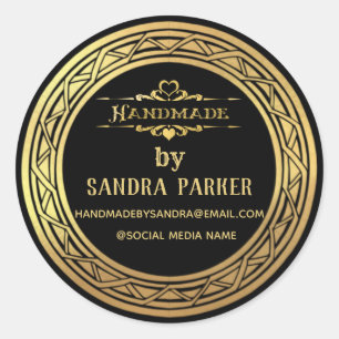 Gold vintage elegant handmade classic round sticker