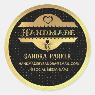 Gold vintage elegant handmade classic round sticker