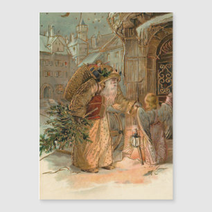 Gold Vintage Father Christmas and Angel