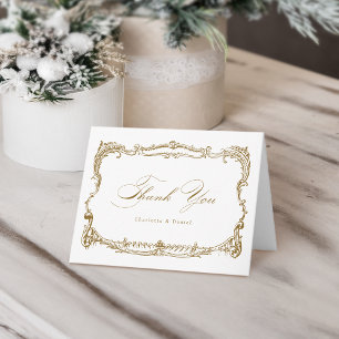Gold Vintage Frame Classic Script  Thank You Card