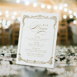 Gold Vintage Frame Classic Script Wedding Bar Menu Pedestal Sign<br><div class="desc">This elegant bar menu sign features classic script and ornate vintage frame in gold colour,  simple and timeless,  great for modern classic wedding,  romantic vintage bridal shower,  and formal traditional party. 
See all the matching pieces in collection.</div>