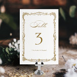 Gold Vintage Frame Classic Script Wedding Table Number<br><div class="desc">This elegant wedding table card features classic script and ornate vintage frame in gold colour,  simple and timeless,  great for modern classic wedding,  romantic vintage wedding,  and formal traditional wedding. 
See all the matching pieces in collection</div>