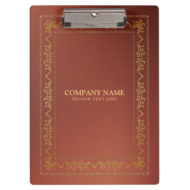 Gold vintage frame on brown clipboard (Front)