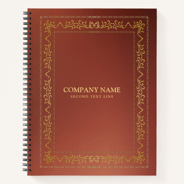 Gold vintage frame over brown background notebook (Front)