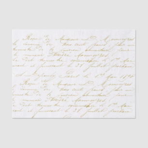 Gold Vintage French Script Handwriting Cursive Tissue Paper