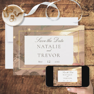 Gold Vintage Glam Floral Modern Wedding Save The Date