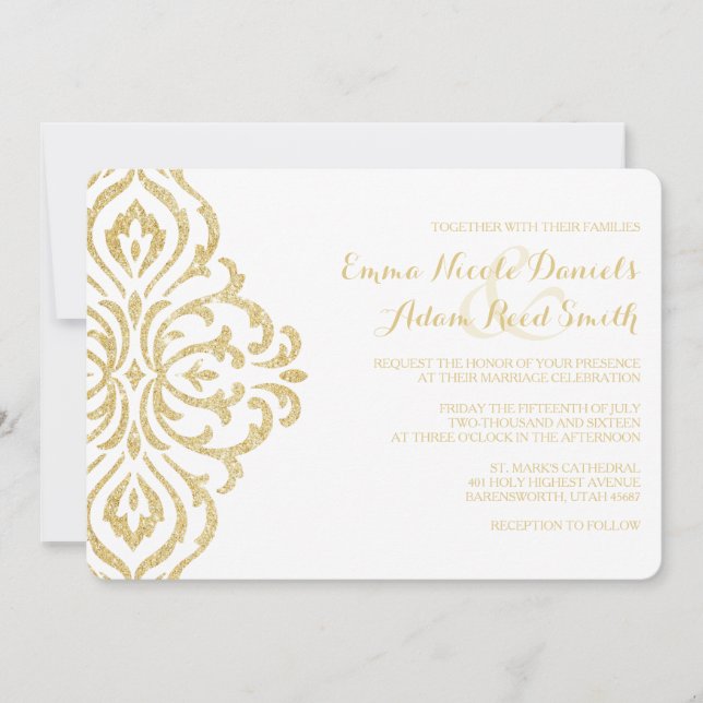 Gold Vintage Glamour Elegance Wedding Invitation (Front)