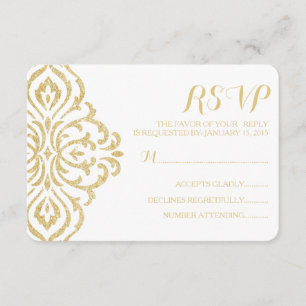 Gold Vintage Glamour Elegance Wedding RSVP Card