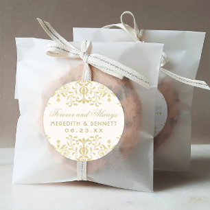 Gold Vintage Glamour Forever and Always Classic Round Sticker