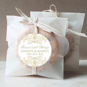 Gold Vintage Glamour Monogram Wedding Classic Round Sticker