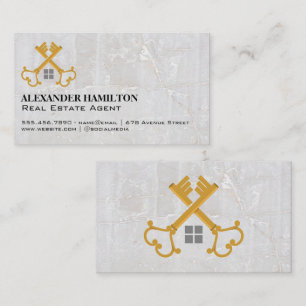 Gold Vintage Keys Real Estate Business Card