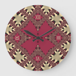 Gold Vintage Lace Geometric Pattern Large Clock