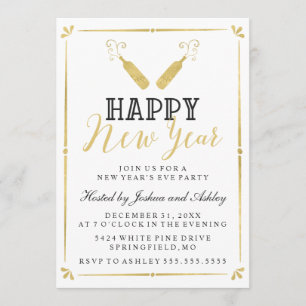 Gold Vintage New Year's Eve Party Invitation